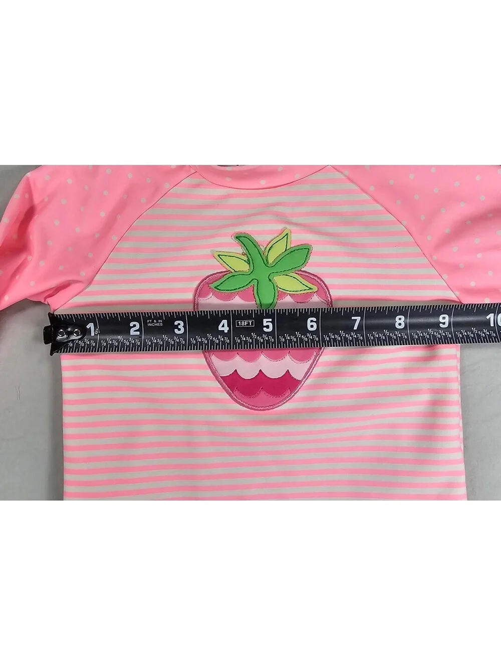 Little Me Pink Strawberry Long Sleeve Rash Guard- Size 18M.